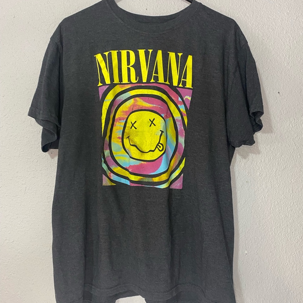 Women's Nirvana Happy Face Distressed T-shirt